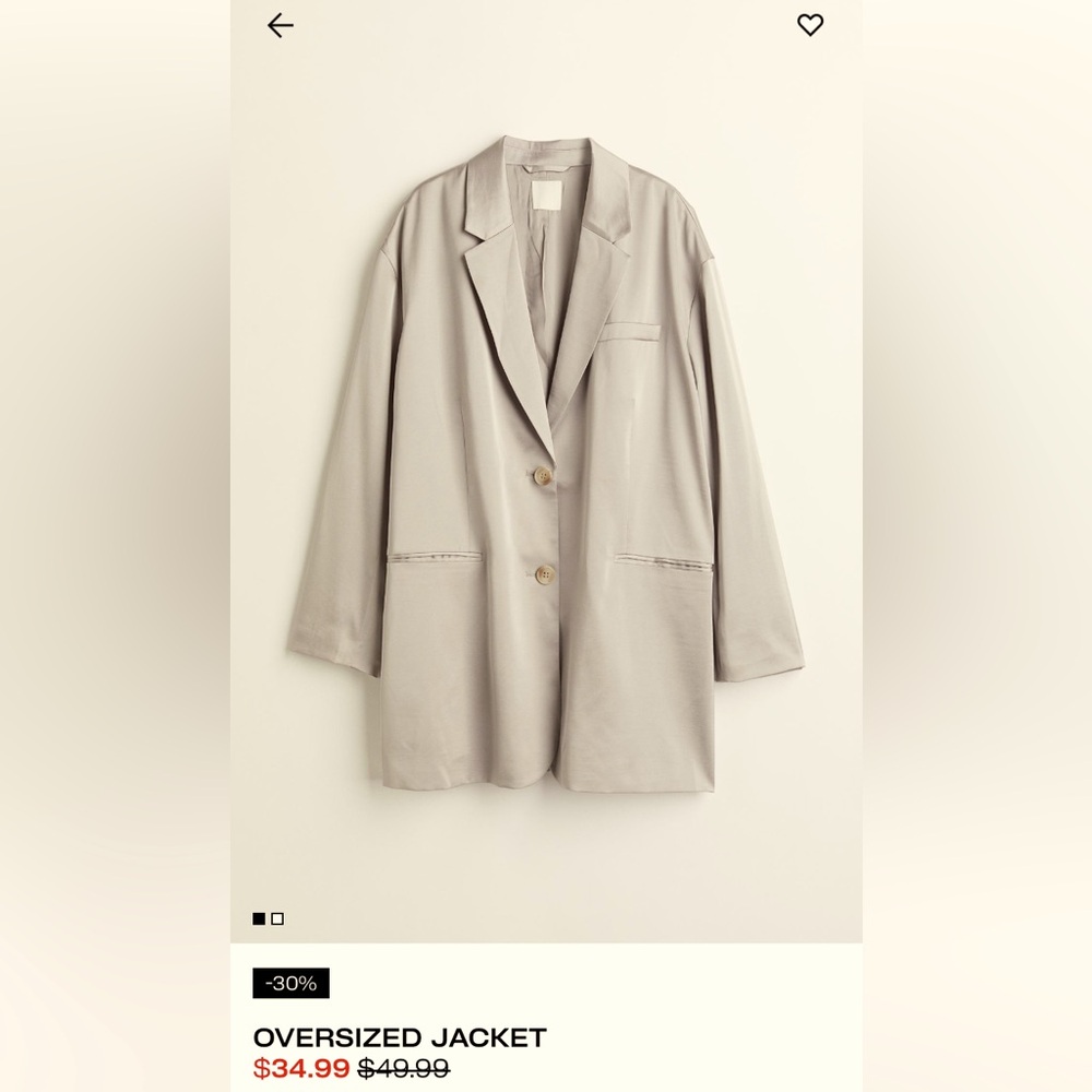 H&M oversize blazer. Sz XL tan, sateen finish